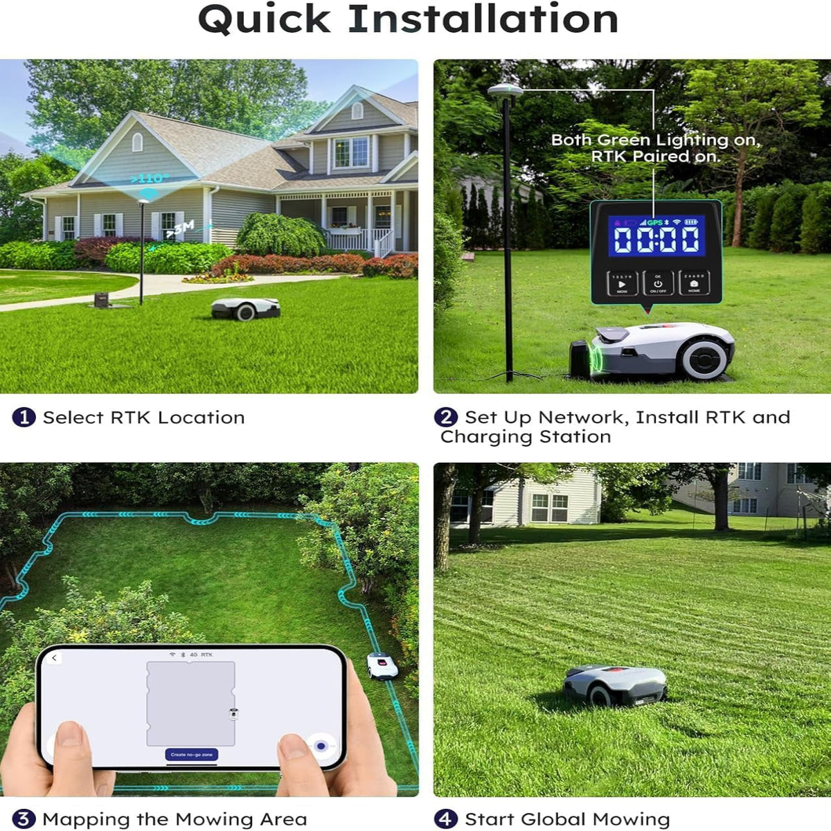 Robot Lawn Mower Full Band Rtk+4-Eye Vision Robotic Lawnmower, Automatic Mapping, 20 Multi-Zone Management, Accurate Obstacle Avoidance, Intelligent Path Planning- No Wire Mower, 0.22 Acre — product view 6