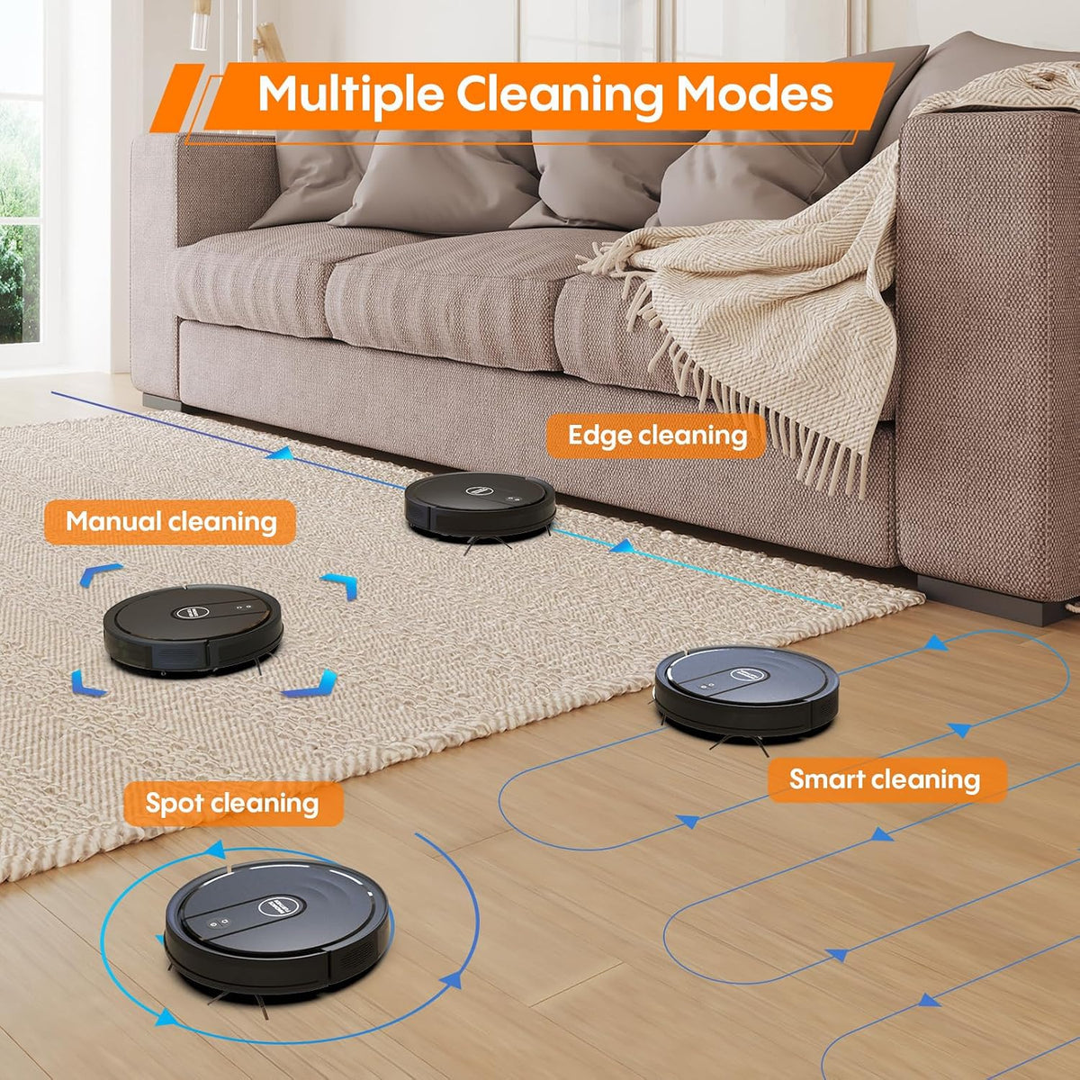 Robot Vacuum and Mop Combo, 5000Pa Robotic Vacuum Cleaner with Mopping, with Self-Charging, 3-In-1 Intelligent Navigation Robot Vacuum, Alexa/App Control, Ideal for Pet Hair, Floors and Carpet, Quiet