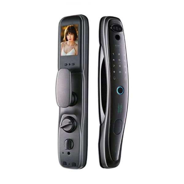 Door Lock, Tuya Smart 3D Face Door Lock Security Face Camera Monitor Intelligent Fingerprint Password Biometric Electronic Key Unlock ,Easy to Install