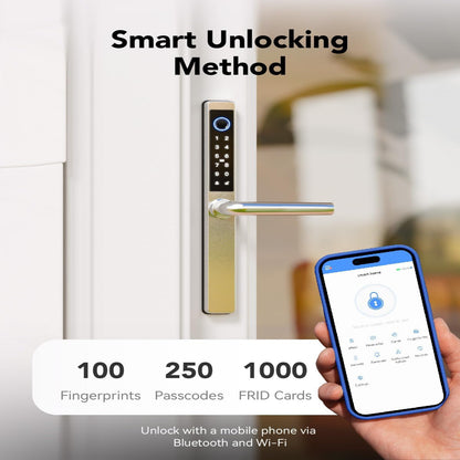 Electronic Smart Door Lock Fingerprint Door Lock with Keypad，Smart Lock for Front Door Children Proof IC Card, App Control & Mechanical Key (Frosted Silver, OSP) — product view 4