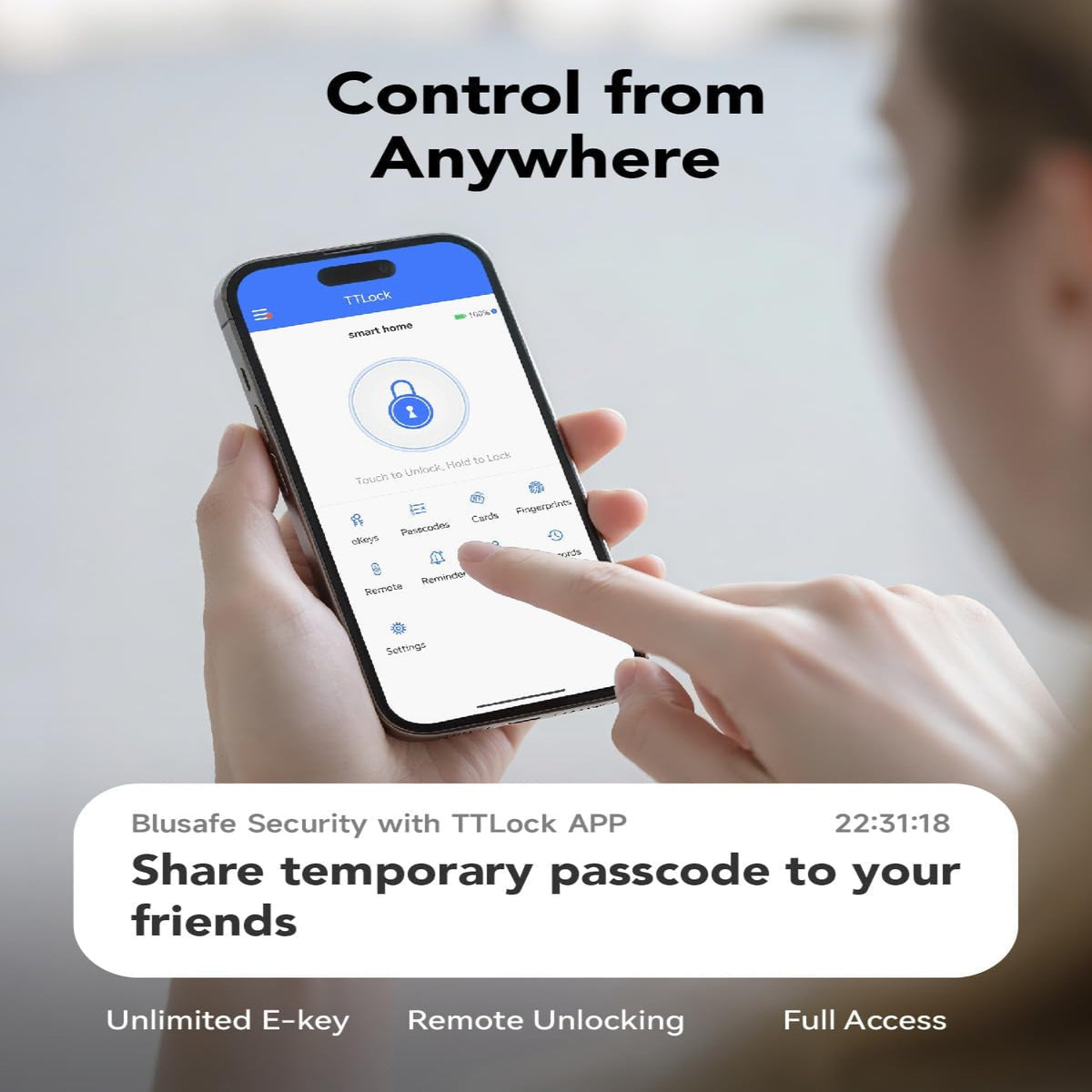 Electronic Smart Door Lock Fingerprint Door Lock with Keypad，Smart Lock for Front Door Children Proof IC Card, App Control & Mechanical Key (Frosted Silver, OSP) — product view 6