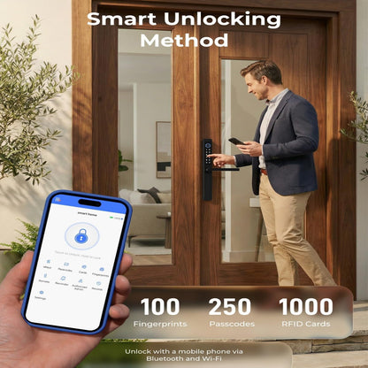 Electronic Smart Door Lock Fingerprint Door Lock with Keypad，Smart Lock for Front Door Children Proof IC Card, App Control & Mechanical Key — product view 4