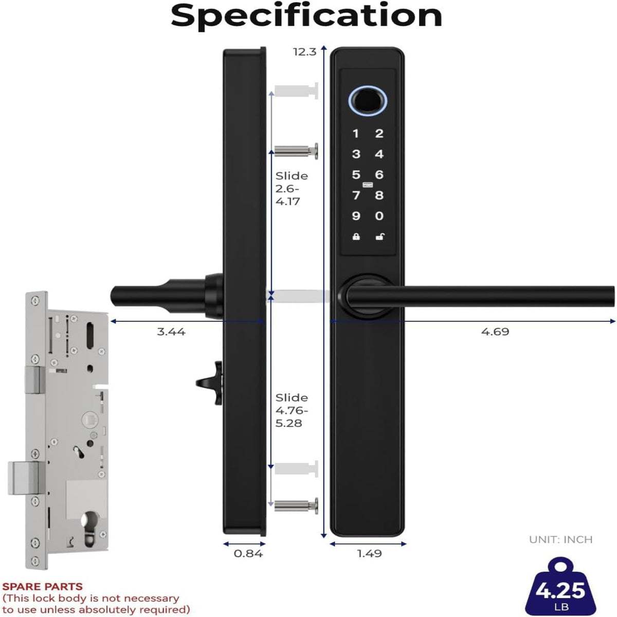 Electronic Smart Door Lock Fingerprint Door Lock with Keypad，Smart Lock for Front Door Children Proof IC Card, App Control & Mechanical Key — product view 6